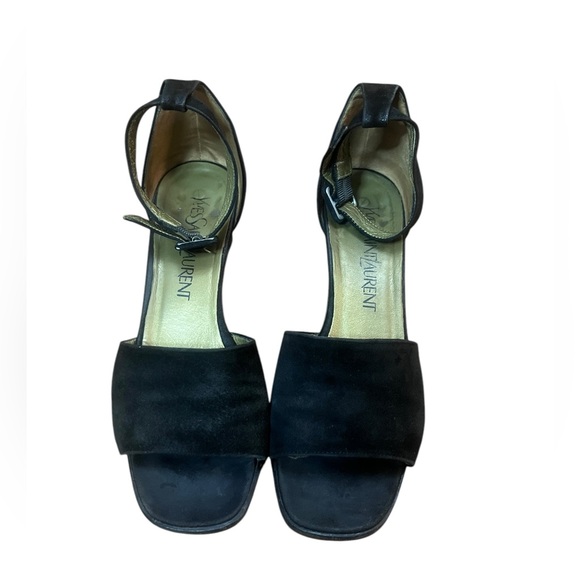 Vintage Black Leather Yves Saint Laurent block heels - Picture 1 of 10